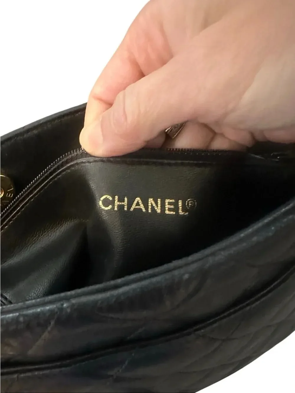 CHANEL Black Quilted Leather Shoulder Bag with Gold Hardware